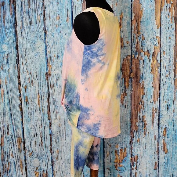 𝅺white Birch Tie Dye Twist Tank Bike Short Lounge Set - Picture 4 of 9